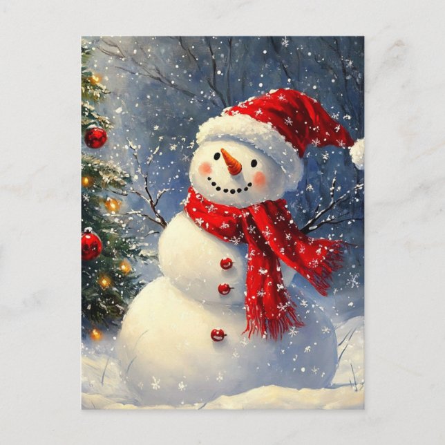 Christmas Snowman Holiday Postcard (Front)
