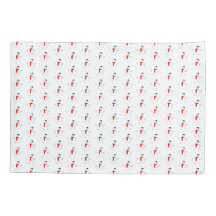 Christmas snowman holiday red black stylish pillowcase