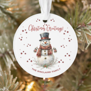 Christmas Snowman Holiday With Name Ornament