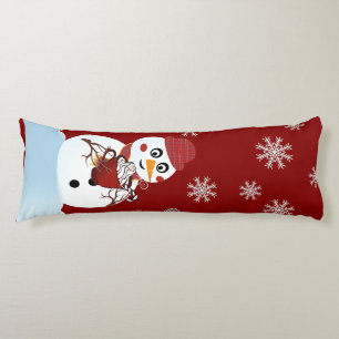 Christmas Snowman hot chocolate and candy cane Body Pillow