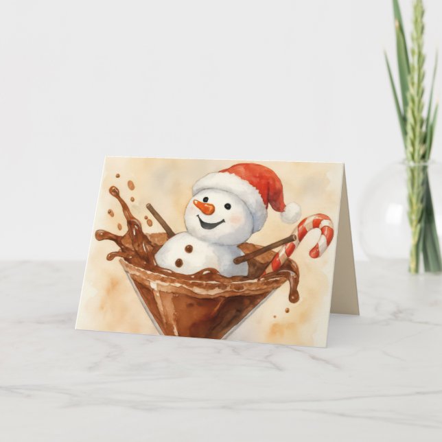 Christmas Snowman In a Chocolate Martini Card (Front)