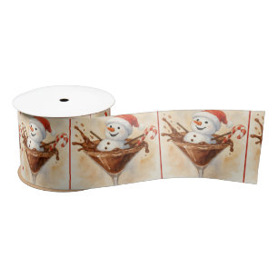 Christmas Snowman In a Chocolate Martini Satin Ribbon