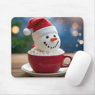 Christmas Snowman In Hot Cocoa Mouse Pad