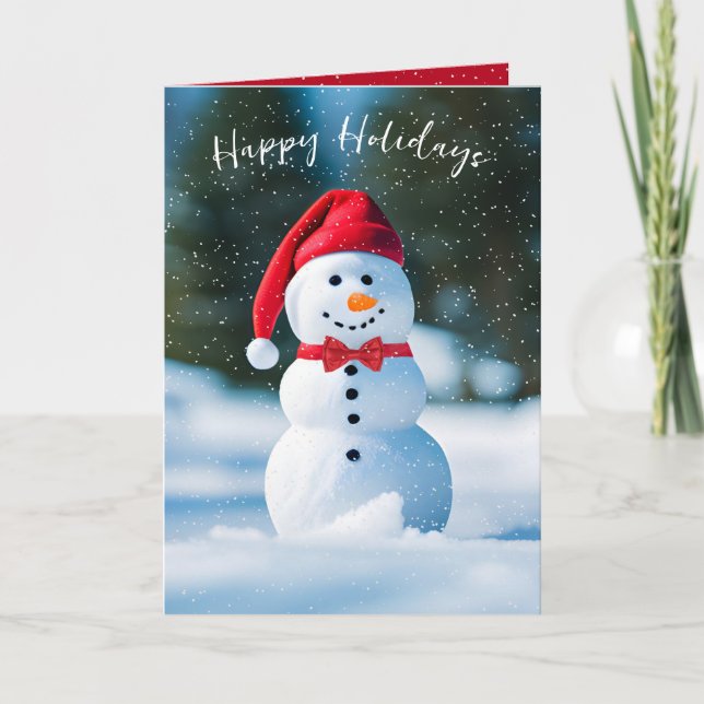Christmas Snowman In Snowflakes Card (Front)