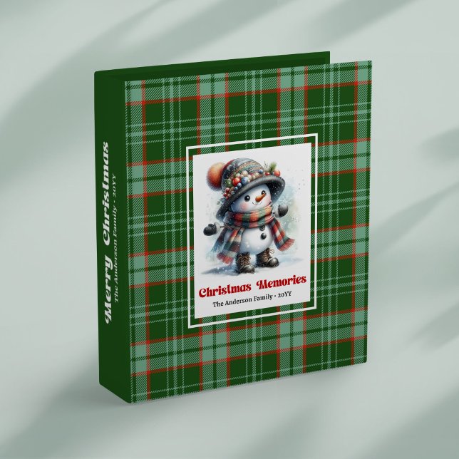 Christmas snowman keepsake album personalized binder (Happy Christmas snowman scrapbook binder editable)