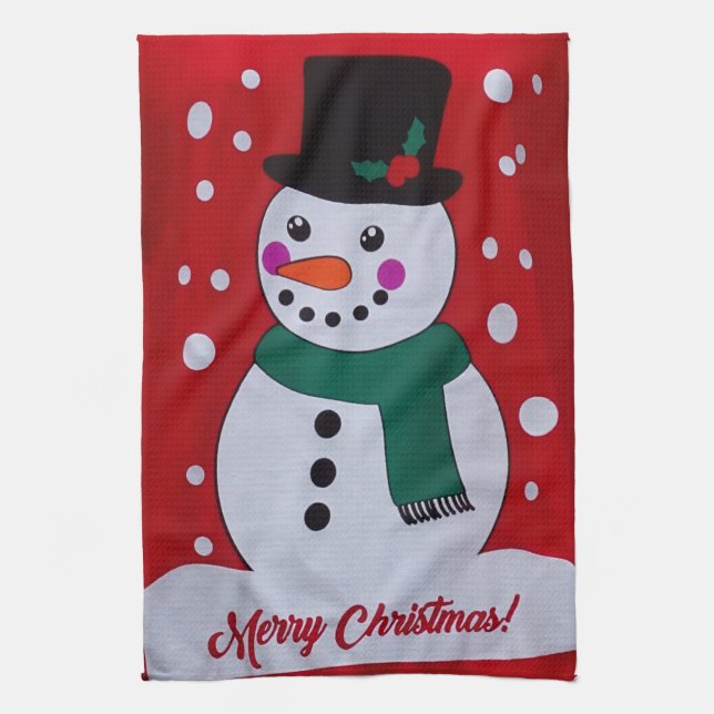 Christmas Snowman Kitchen Towel (Vertical)
