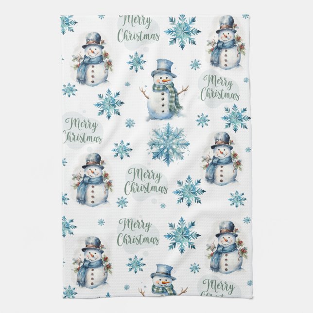 Christmas Snowman  Kitchen Towel (Vertical)