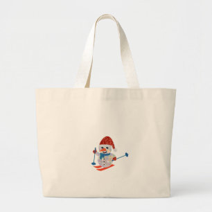 christmas snowman large tote bag