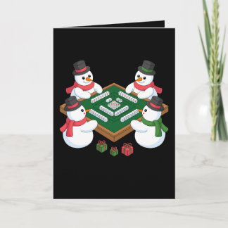 Christmas Snowman Mahjong Game Table Xmas Holiday Card