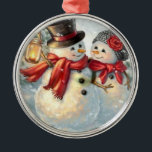 Christmas Snowman Metal Ornament<br><div class="desc">Christmas Snowman Ornaments</div>