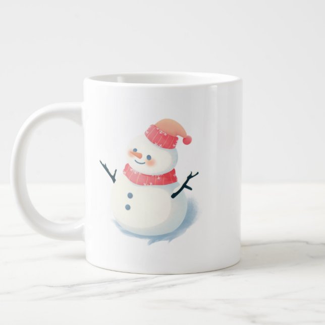 Christmas Snowman Mug – Twinkling Holiday Cocoa  (Left)