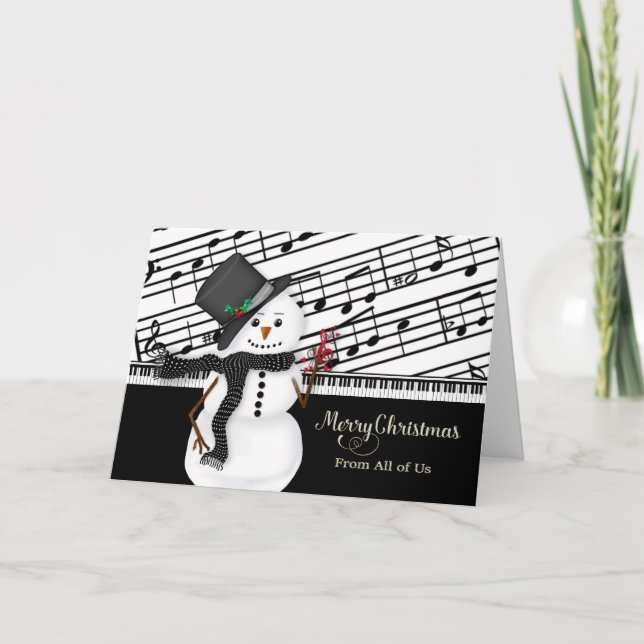 Christmas, Snowman, Musical, Sheet Music Card (Front)