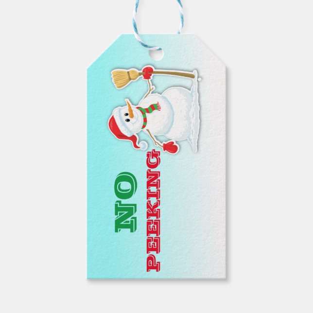 Christmas Snowman No Peeking Gift Tag (Front)