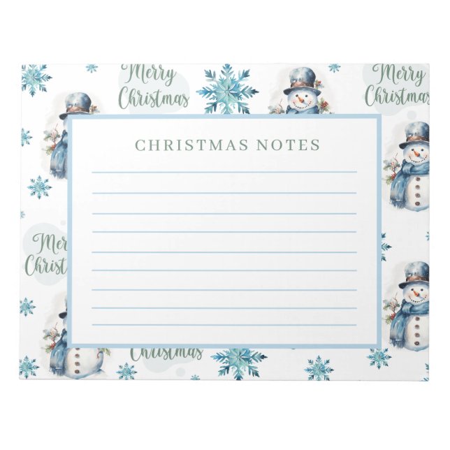 Christmas Snowman Notepad (Front)