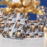 Christmas Snowman On a Park Bench Wrapping Paper<br><div class="desc">Holiday snowman on a wooden park bench with a white border.</div>