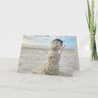 Christmas Snowman on the Beach in Florida Card