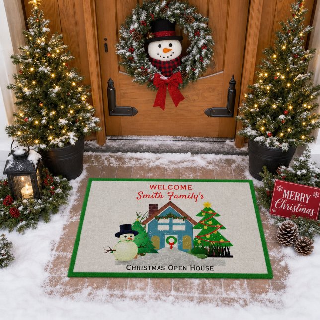 Christmas Snowman Open House Welcome  Doormat (Creator Uploaded)