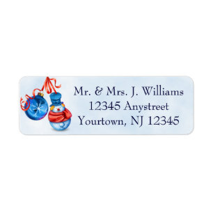 Christmas Snowman Ornament Return Address Label