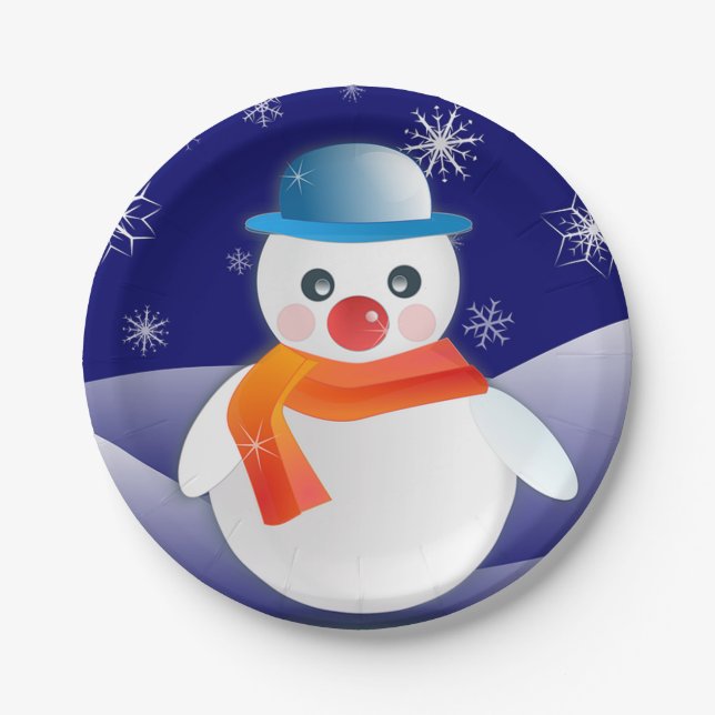 Christmas Snowman Paper Plate (Front)