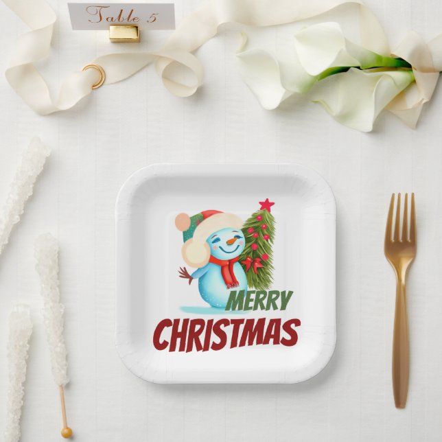 Christmas snowman paper plate (Wedding)