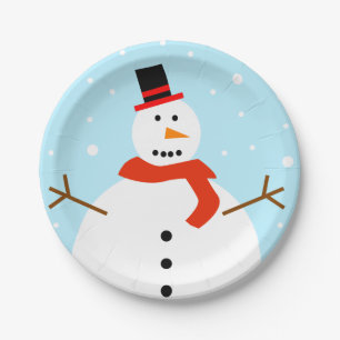 Christmas Snowman Paper Plates