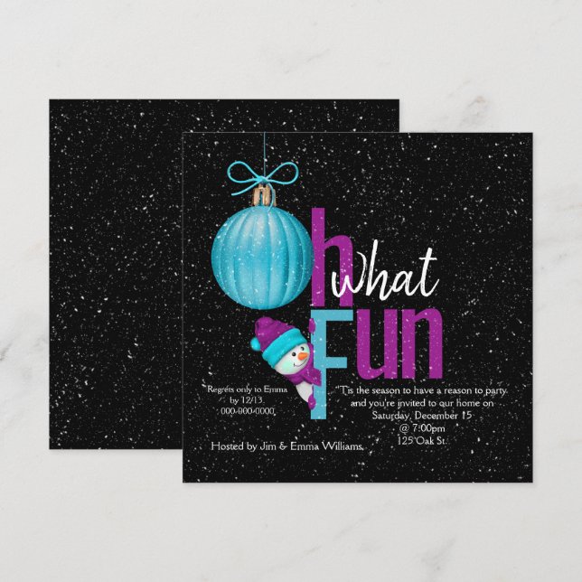Christmas Snowman Party Invitation (Front/Back)