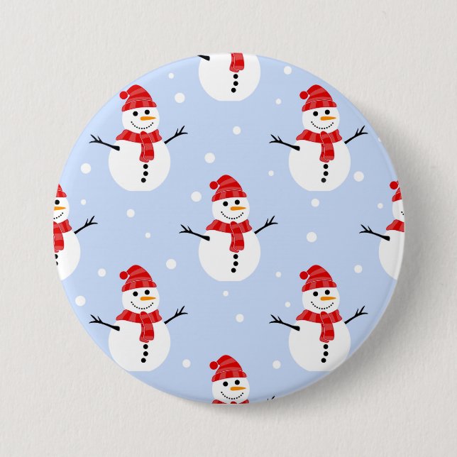 Christmas Snowman Pattern 3 Inch Round Button (Front)