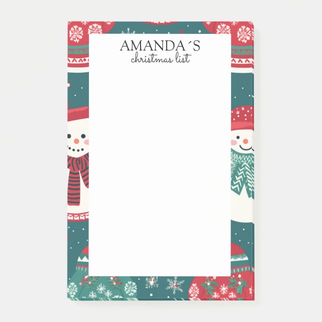 Christmas snowman pattern Notes (Front)