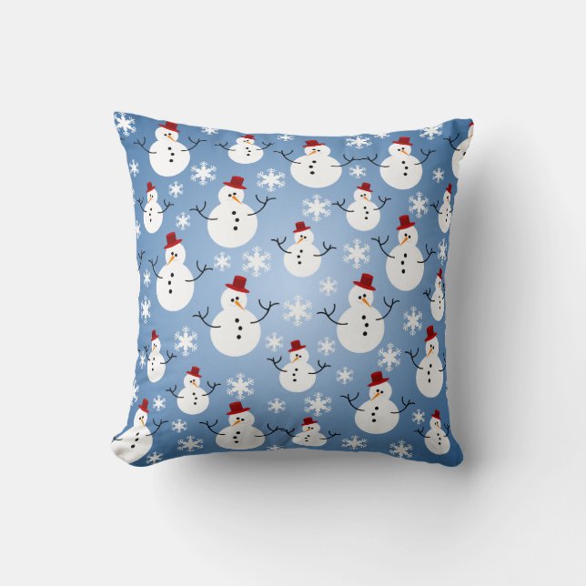 Christmas Snowman Pattern Throw Pillow (Front)