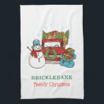 Christmas Snowman Personalized Family Kitchen Towel<br><div class="desc">Snowman Christmas holiday family housewarming gifts</div>