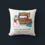 Christmas Snowman Personalized Family Throw Pillow<br><div class="desc">Snowman Christmas holiday family decor</div>
