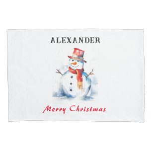 Christmas Snowman Personalized Kids Pillowcase