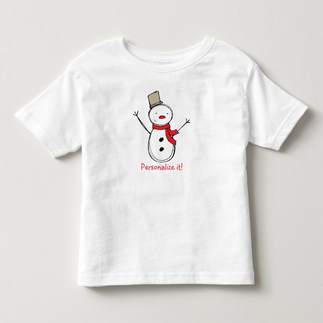 Christmas Snowman Personalized Kids Tee (Front)