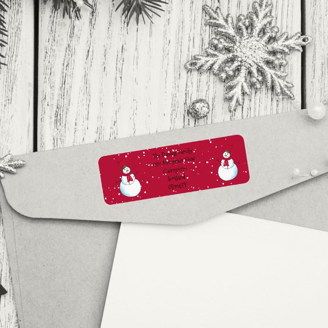 Christmas Snowman Personalized Return Address (Cute Christmas return address labels. Custom made to order.)