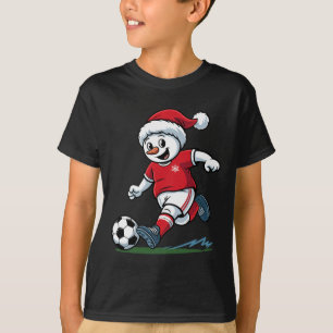 Christmas Snowman Playing Soccer Funny Player Todd T-Shirt