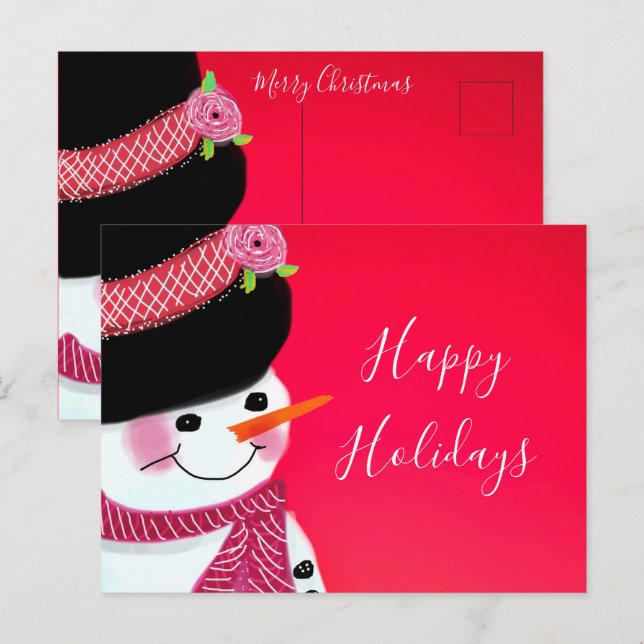 Christmas Snowman Postcard (Front/Back)