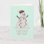 Christmas Snowman Pun: Love at First Sight Card<br><div class="desc">Confess your love to someone you fell in love with at first sight this Christmas or custom a Christmas message with this card design.</div>