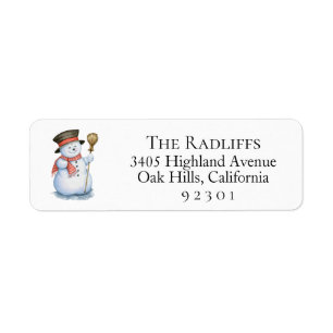 Christmas Snowman Return Address Label