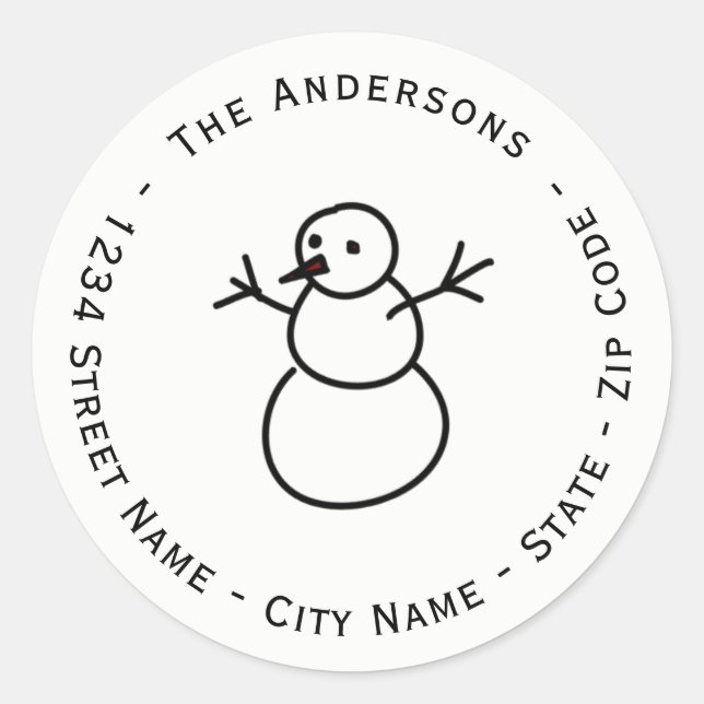 Christmas Snowman Return Address Label (Front)