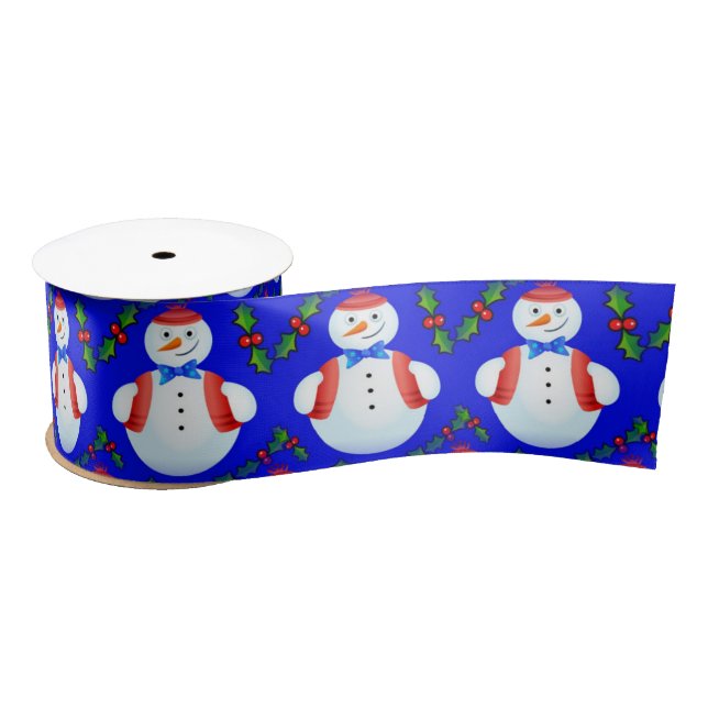 christmas snowman ribbon satin ribbon (Spool)