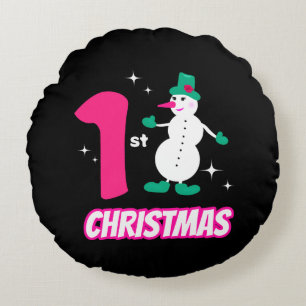 Christmas snowman round pillow
