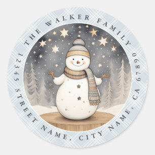 Christmas Snowman Round Stickers
