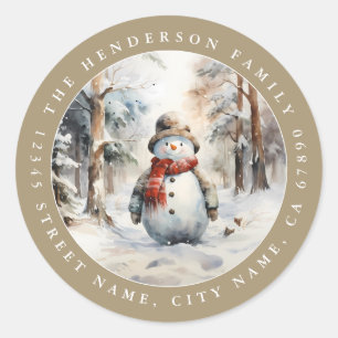 Christmas Snowman Round Stickers