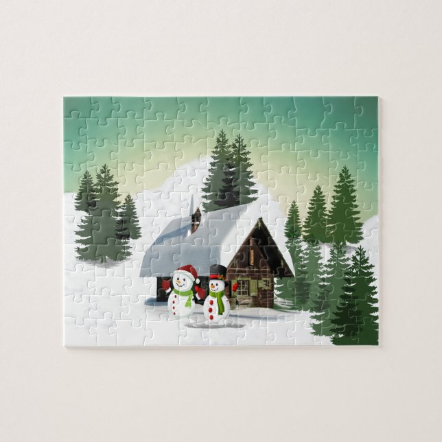 Christmas Snowman Scene Jigsaw Puzzle (Horizontal)