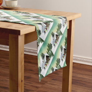 Christmas Snowman Scene Short Table Runner