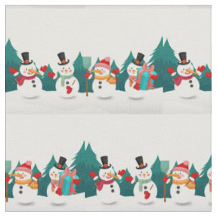 Christmas Snowman Scenery Fabric