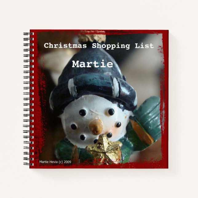 Christmas Snowman Shopping List Spiral Notebook (Front)