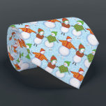 Christmas Snowman Skating on Blue Damask Tie<br><div class="desc">This festive Christmas themed tie features a pattern of adorable snowmen skating in their red and green holiday outfits.  Background is a light blue damask pattern.  Designed by artist © Susan Coffey.</div>