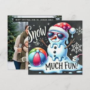 Christmas Snowman Snow ball much fun  Holiday Card
