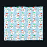 Christmas Snowman Snowflake Pattern Fleece Blanket<br><div class="desc">This is an illustration of cute snowmen with winter hats and scarves on. Inspired by my moms favourite Christmas decorations snowmen! They were all over my house growing up. So I figured what better way to celebrate Christmas with a snowy snowman design!</div>